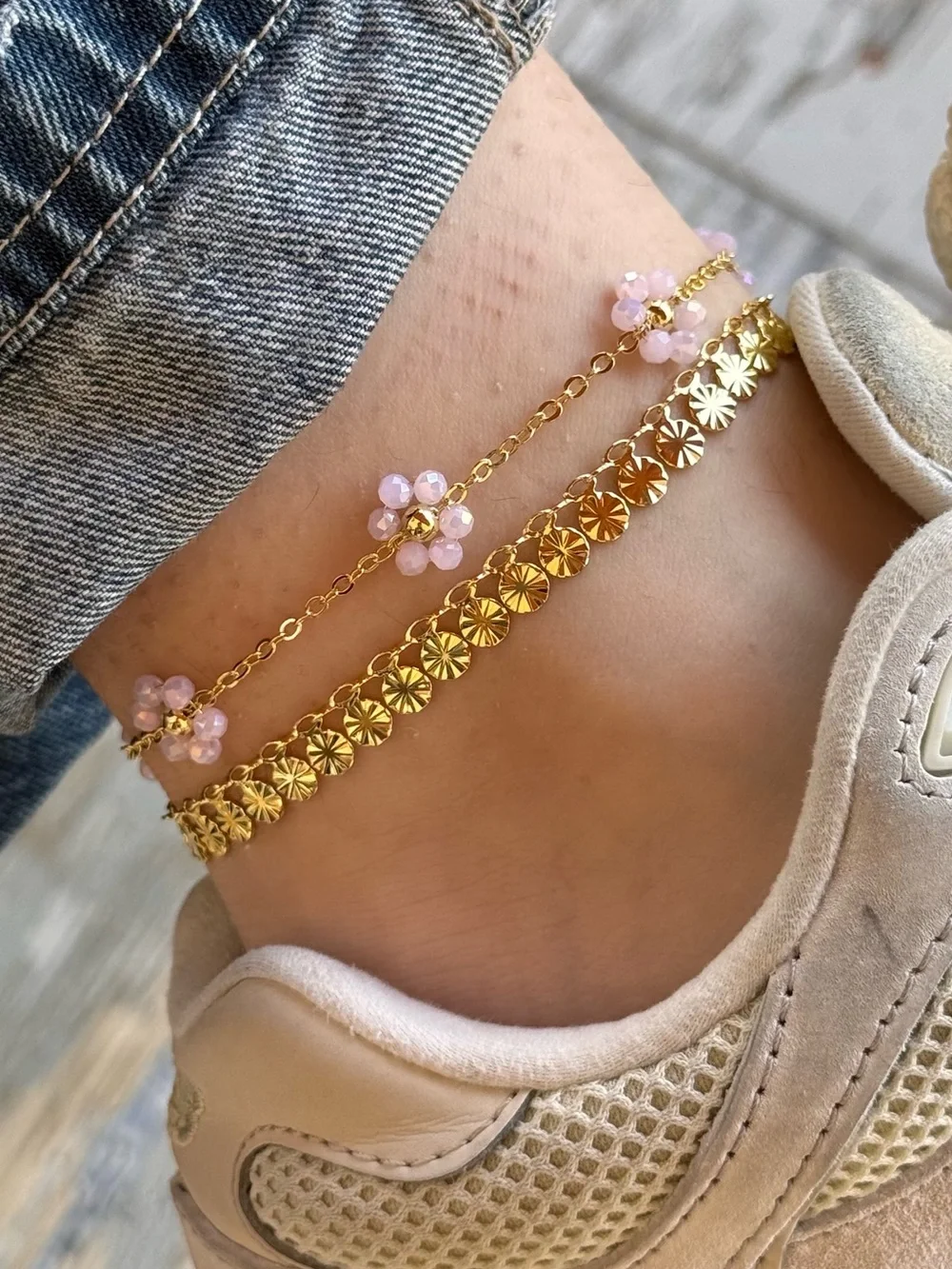 3/$40! 14k Gold Plated Dainty Disc Charm Anklet Water Resistant Adjustable
